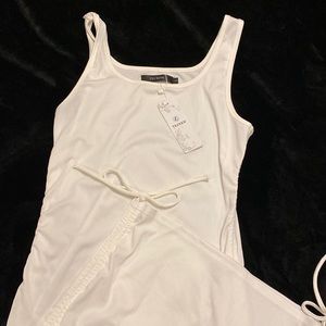 White ribbed tank scrunch dress